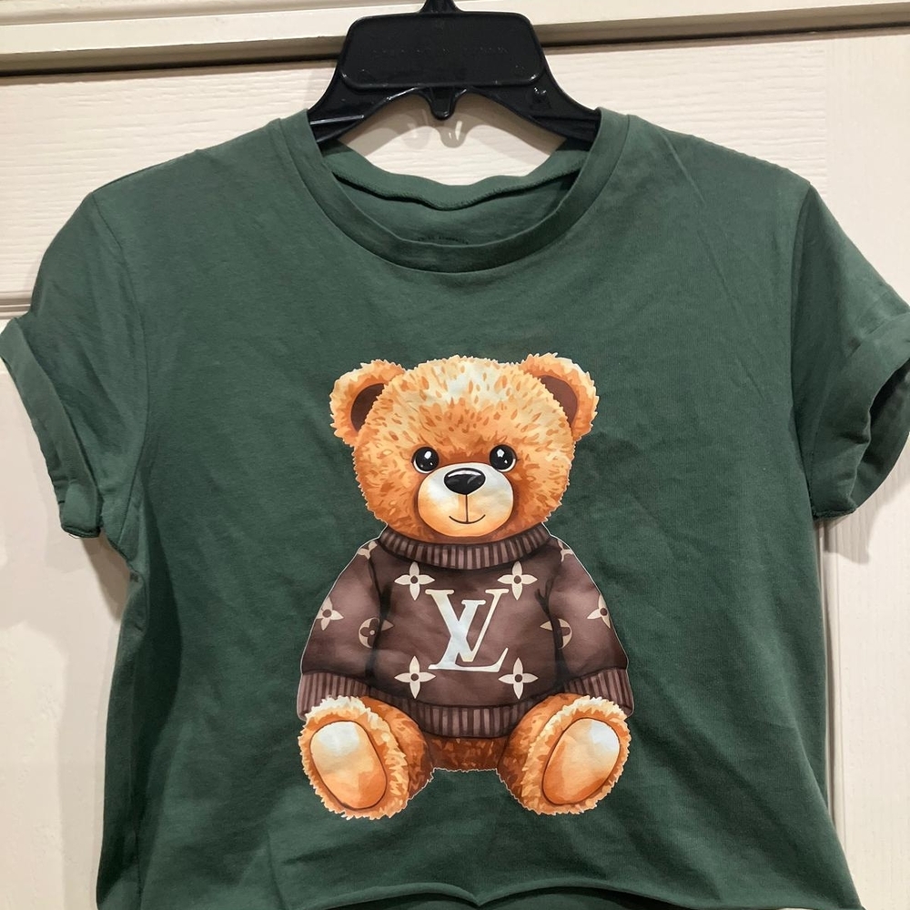 Green T-Shirt with Bear Graphic